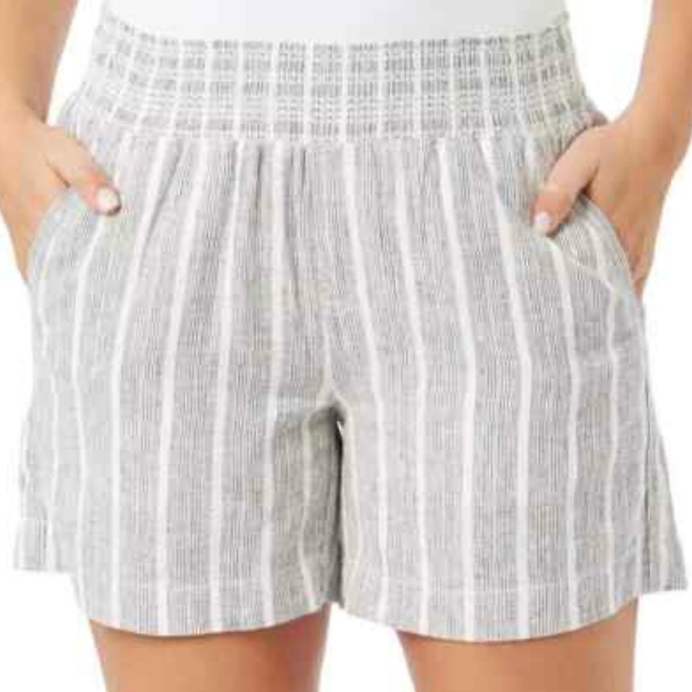 Women's Striped Gray Shorts - Picture 8 of 8